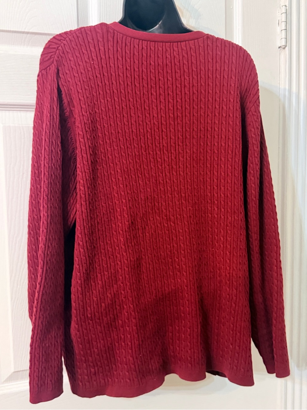 Pendleton Deep Red  Burgundy Cable-Knit V-Neck Cardigan Sweater 2XL - Picture 5 of 9
